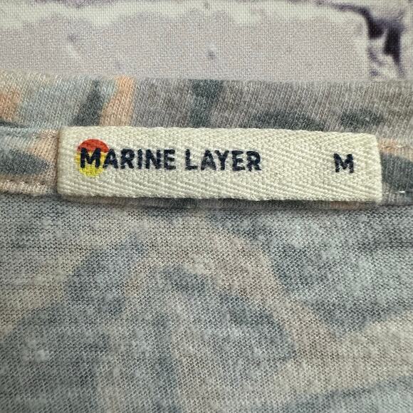 Marine Layer Muted Tropical Leaves Multicolor Short Sleeve Tee Medium Casual - Picture 6 of 6